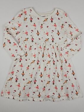 5/$25 Old Navy Toddler Girls Ballerina Print Long Sleeve Dress 3T